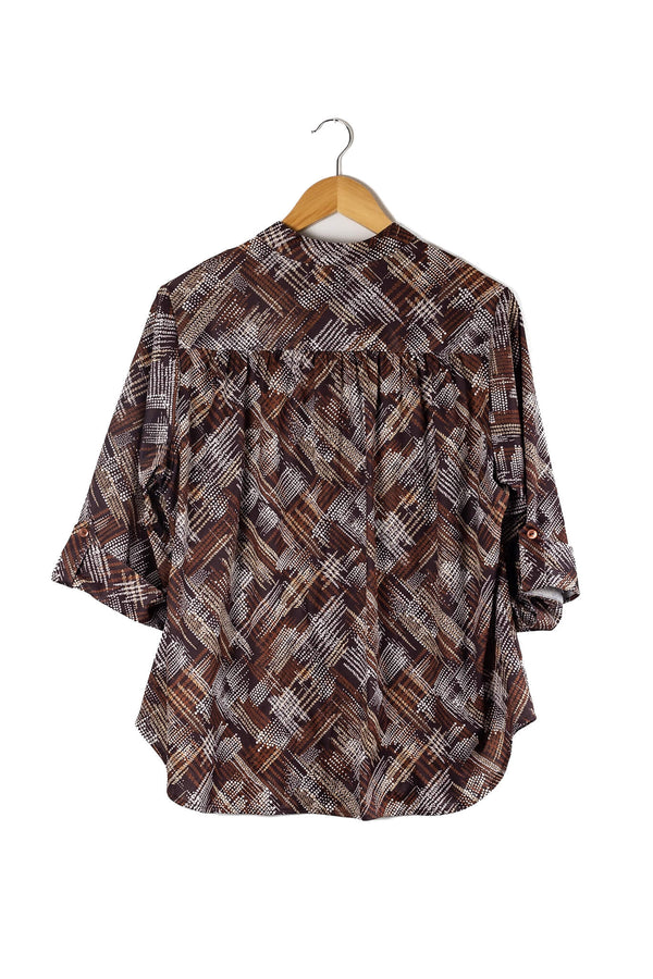 70s Top Notch Abstract Blouse