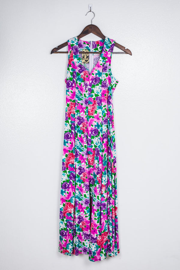 vintage-90s-sleeveless-floral-v-neck-midi-dress-front
