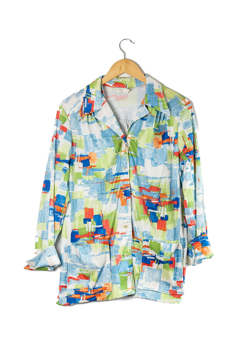 70s Lane Bryant Abstract Button Down