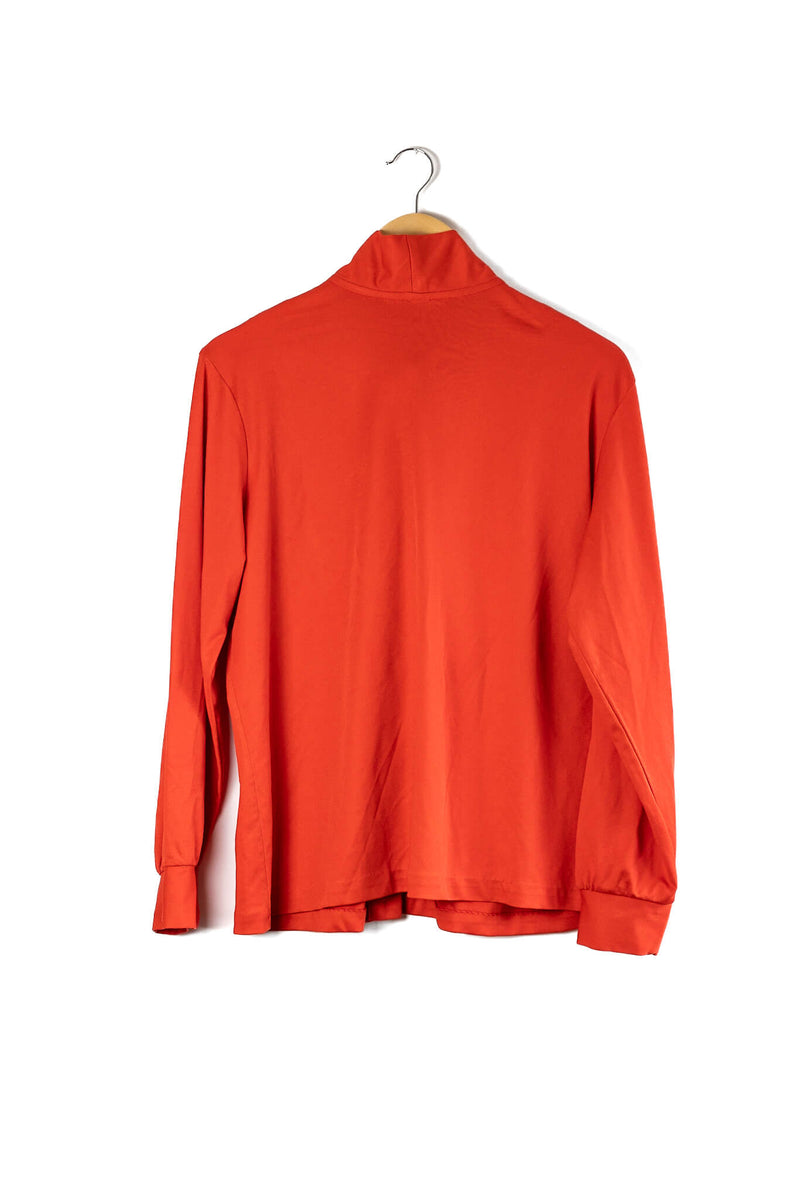 60s Red Orange Pussy Bow Blouse
