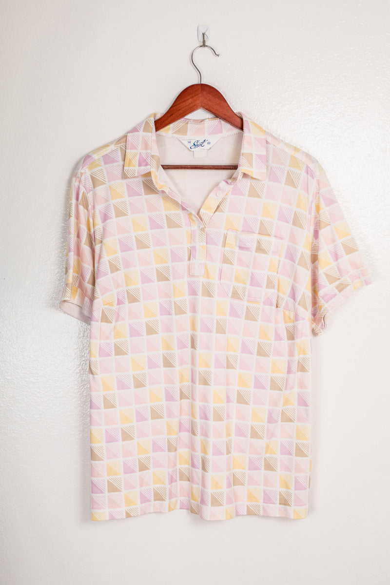 90s-vintage-yellow-pink-beige-square/geo-print-collared-shirt-front