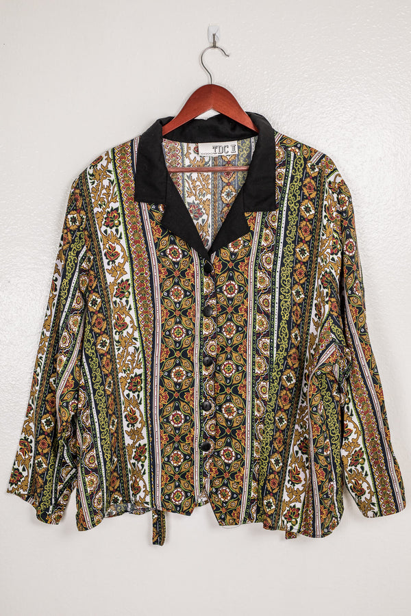 vintage-80s-floral-striped-black-collar-button-down-front