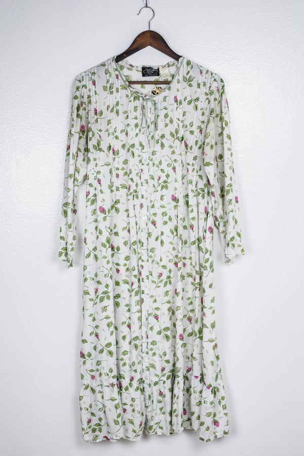 vintage-long-sleeve-floral-print-dress-front