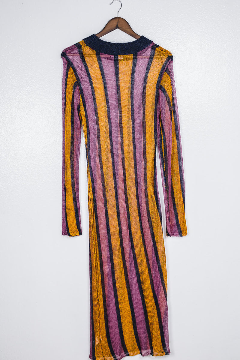 vintage-long-sleeve-sheer-stripe-midi-dress-back