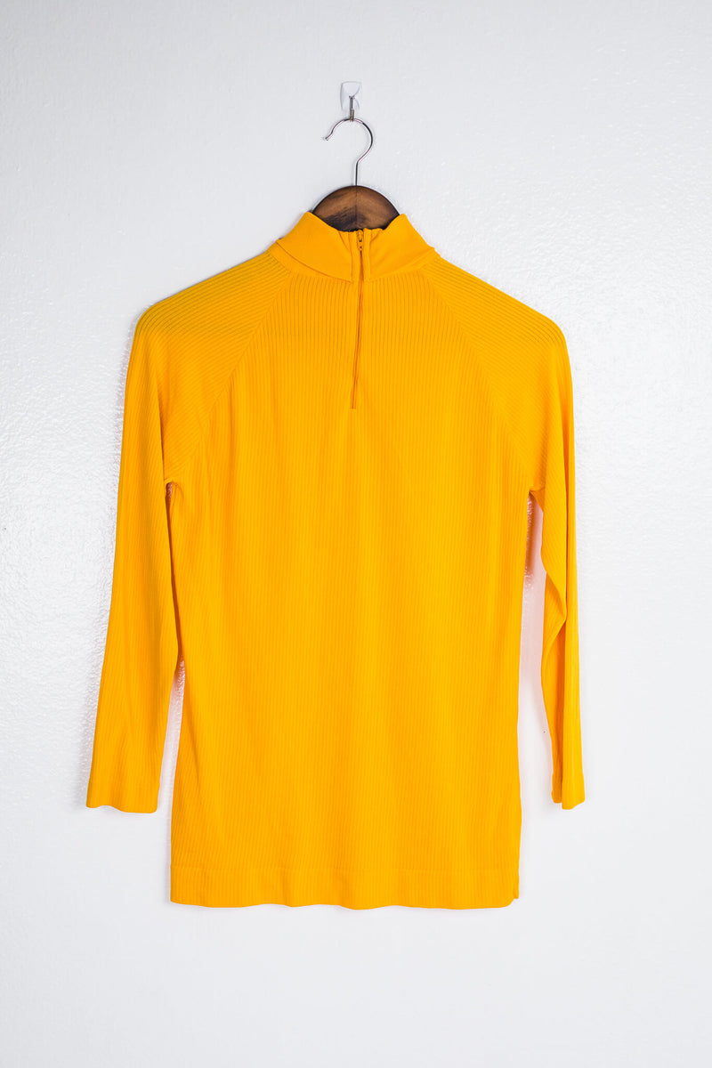 danskin-yellow-quarter-length-sleeve-mock-neck-back