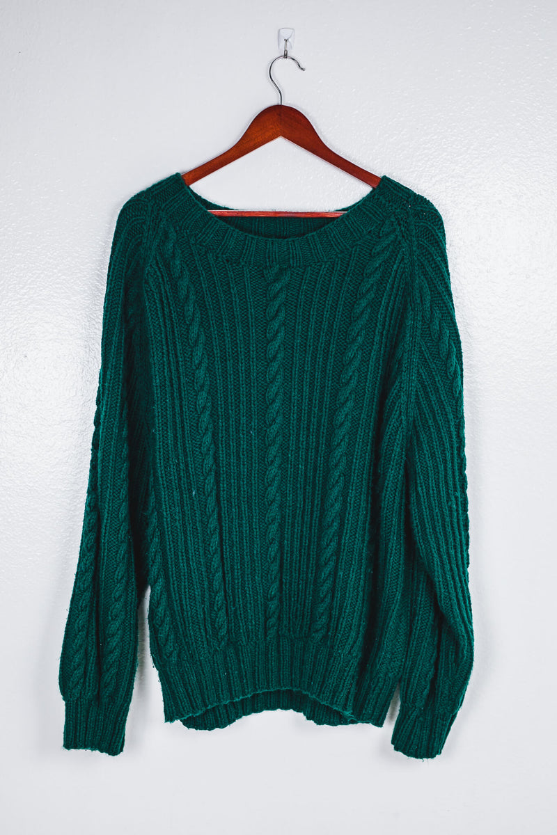 handmade-emerald-green-thick-knitted-sweater-front