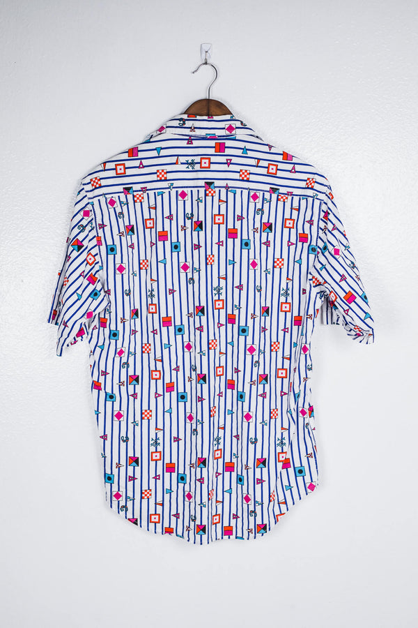 vintage-90s-button-down-blue-vertical-stripes-white-shirt-back
