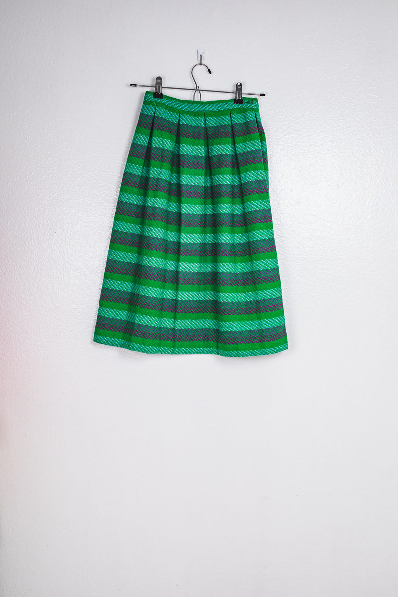 Cozy Green Striped Skirt