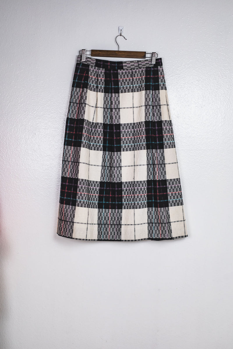 Checkers Wool Skirt