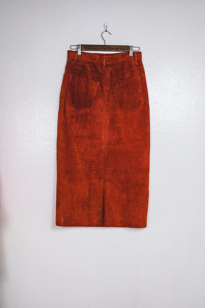 Burnt Orange Suede Skirt