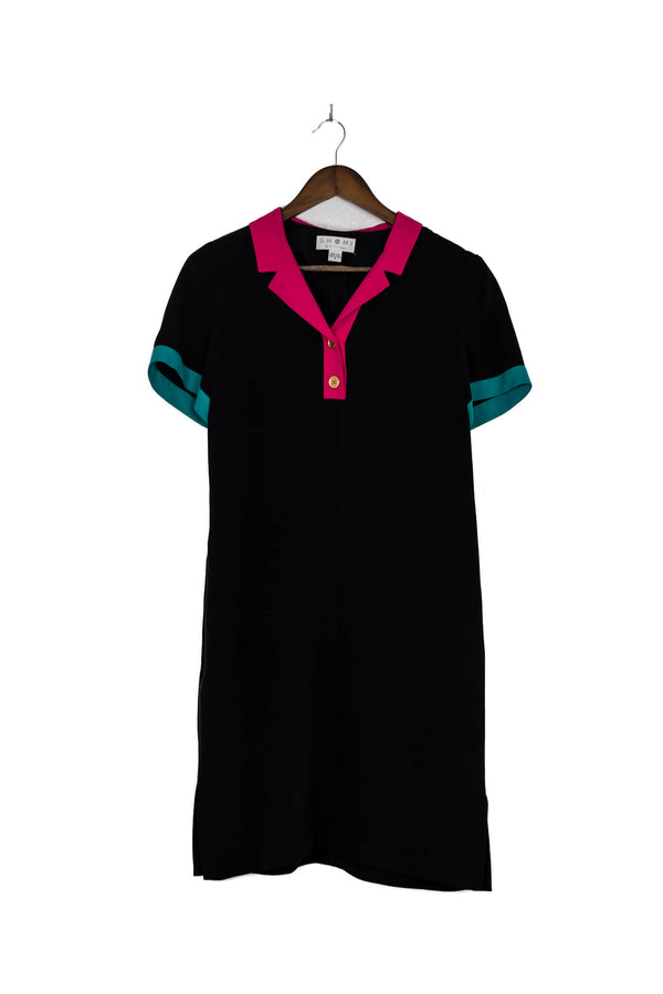80's Black Silk Mini T-Shirt Dress
