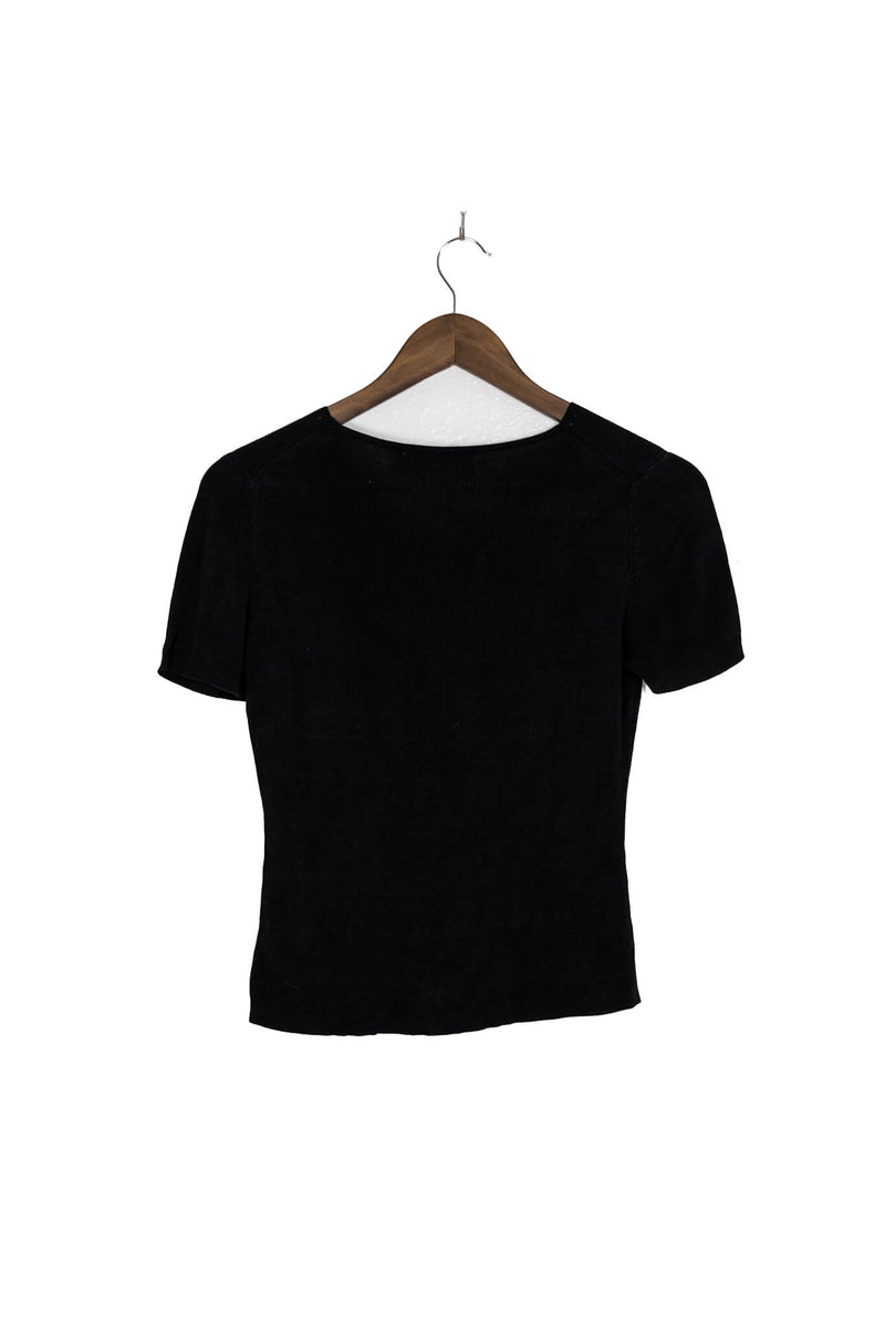 Black Silk Ribbed Shirt