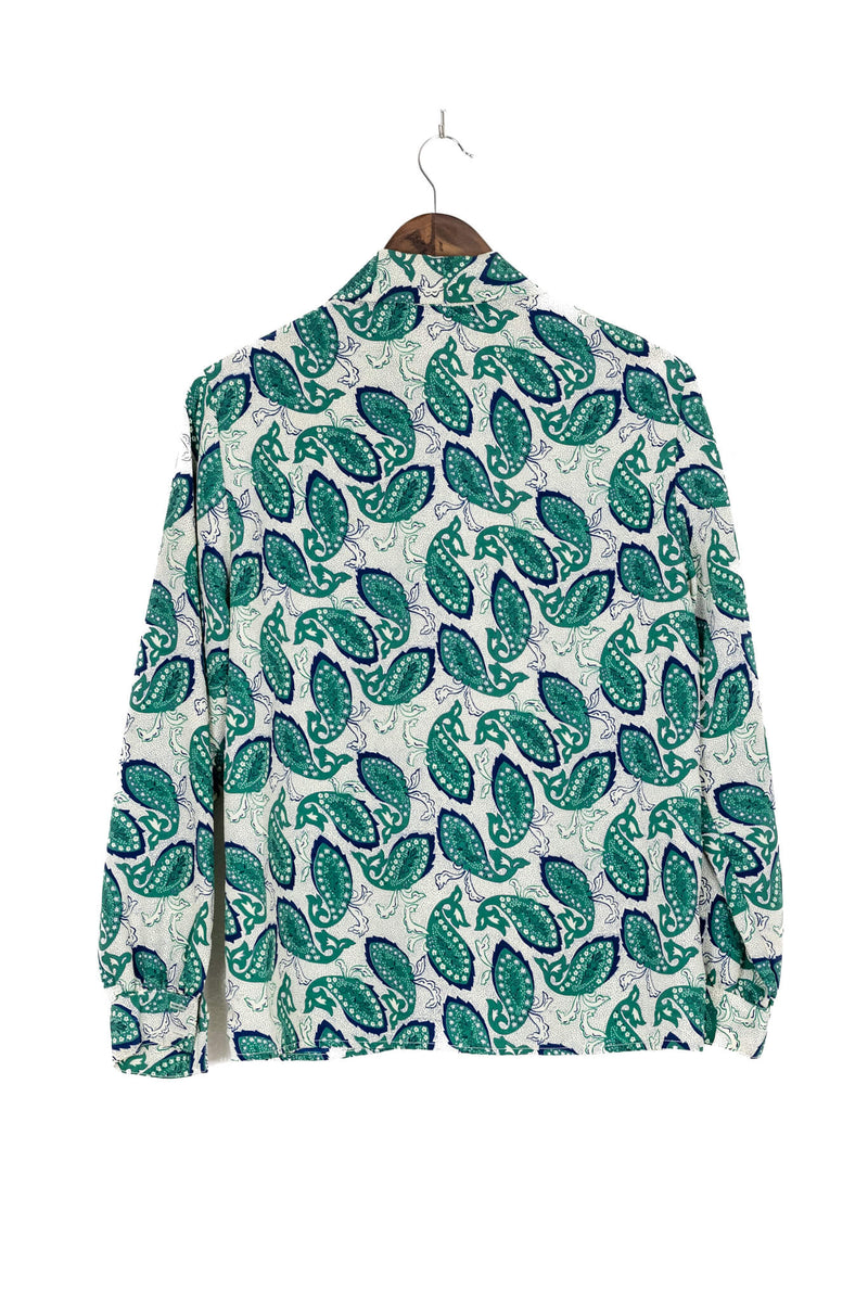 80s Green Paisley Blouse