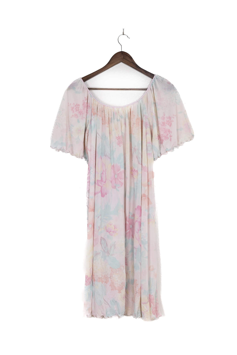 Vintage 60s Sheer Floral Pastel Nightgown Mini Dress