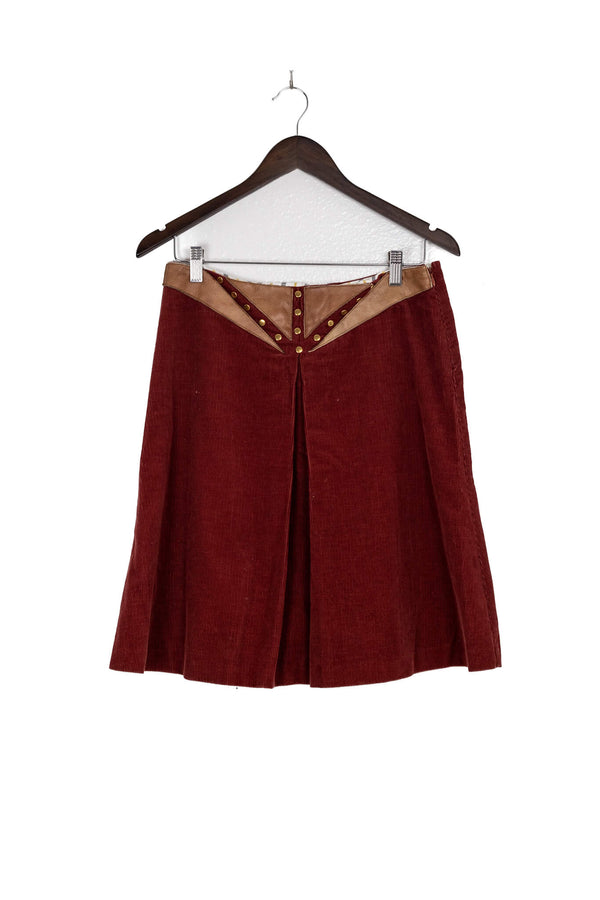 Retro Y2K Red Corduroy Skirt