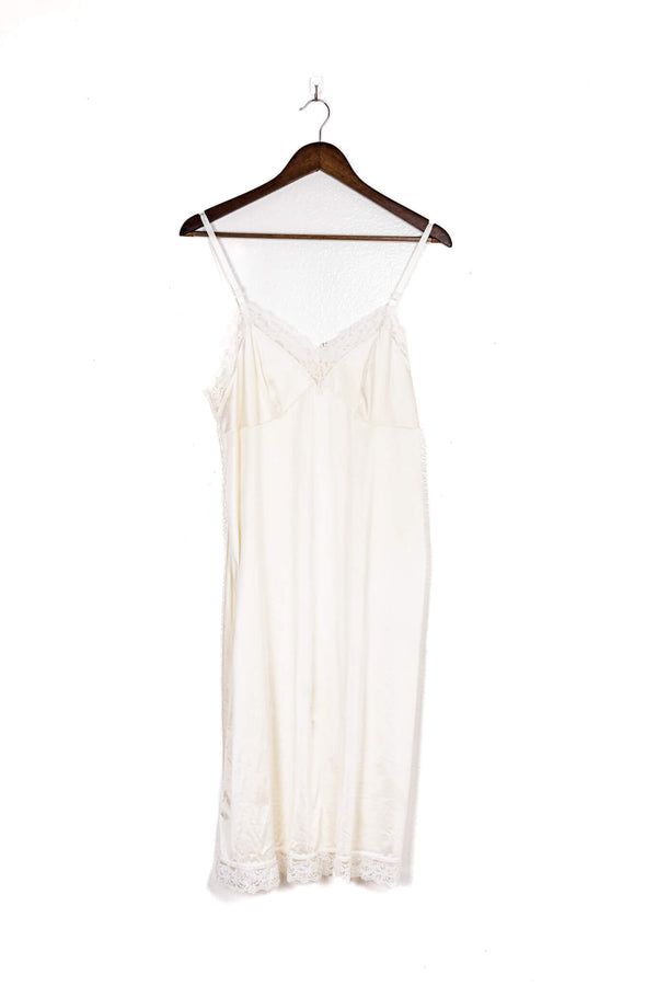 1960s Midi White Lace Slip Dress
