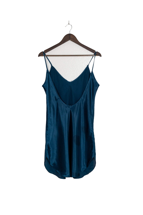 90s Turquoise Silky Slip Dress