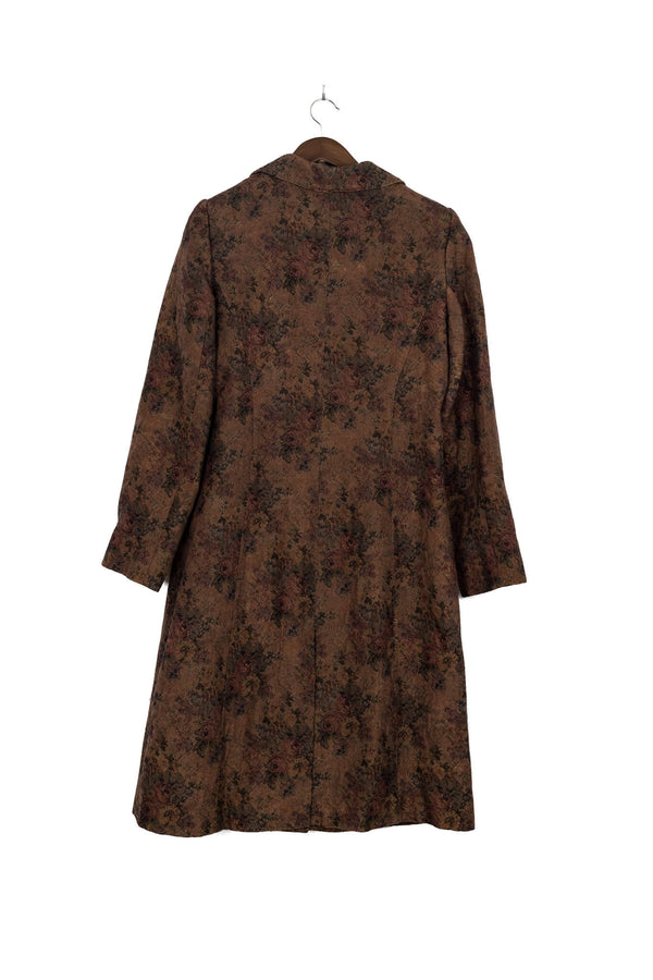 Brown Floral Trench Coat