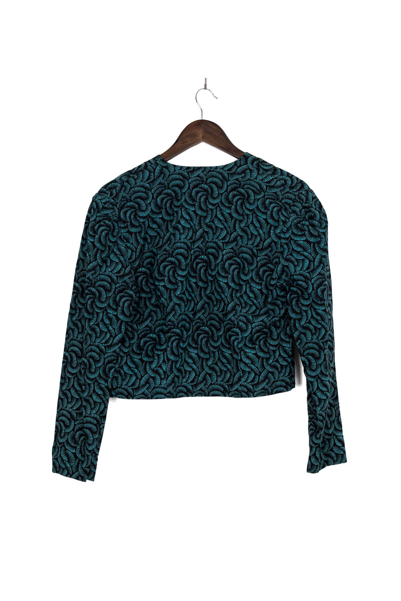 80s Funky Teal and Black Abstract Bolero