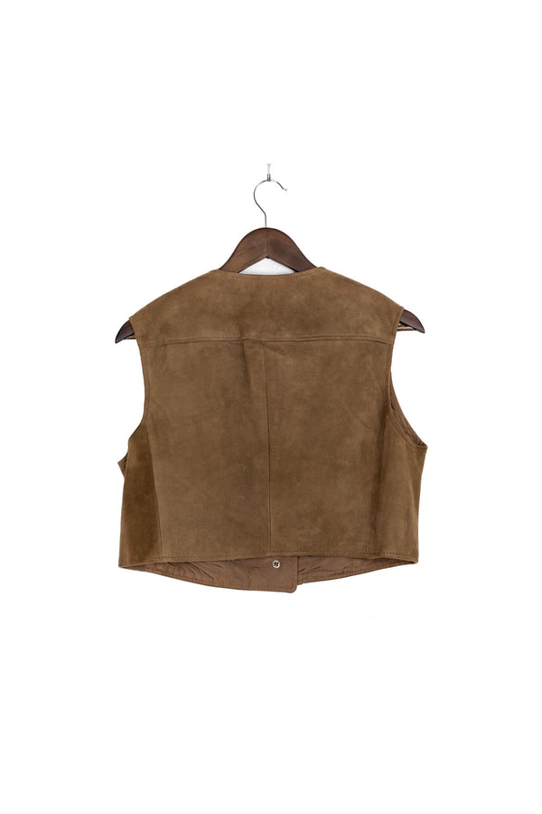 80s Brown Suede Cropped Vest