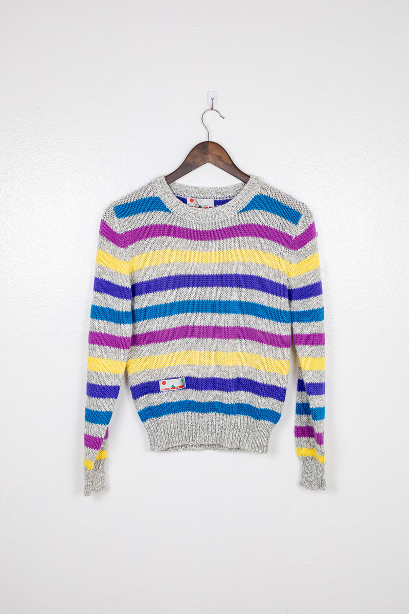 vintage-70s-80s-striped-purple-yellow-blue-gray-sweater-front