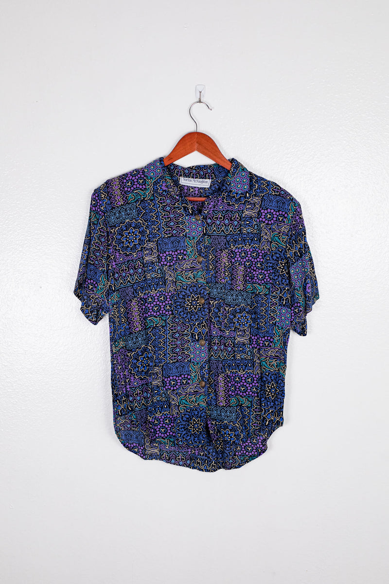 vintage-90s--blue-yellow-and-purple-button-up-designer-shirt-front